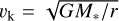 Mathematical equation: $\[v_{\mathrm{k}}=\sqrt{G M_{*} / r}\]$