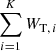 Mathematical equation: $ \sum_{i=1}^{K}W_{\mathrm{T},\, i} $