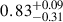 Mathematical equation: $ {0.83}_{-0.31}^{+0.09} $