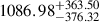 Mathematical equation: $ {1086.98}_{-376.32}^{+363.50} $