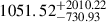 Mathematical equation: $ {1051.52}_{-730.93}^{+2010.22} $