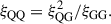 Mathematical equation: $$ \begin{aligned} \xi _{\text{QQ}} = \xi _{\text{QG}}^2/\xi _{\text{GG}}. \end{aligned} $$
