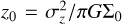 Mathematical equation: ${z_0} = \sigma _z^2/\pi G{\Sigma _0}$