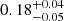 Mathematical equation: $ 0.18^{+0.04}_{-0.05} $