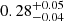 Mathematical equation: $ 0.28^{+0.05}_{-0.04} $