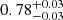 Mathematical equation: $ 0.78^{+0.03}_{-0.03} $