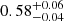 Mathematical equation: $ 0.58^{+0.06}_{-0.04} $