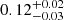 Mathematical equation: $ 0.12^{+0.02}_{-0.03} $