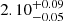 Mathematical equation: $ 2.10^{+0.09}_{-0.05} $