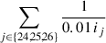 Mathematical equation: $ \sum_{j \in \{24,25,26\}} \frac{1}{0.01 \, i_j} $