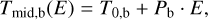Mathematical equation: $T_{\mathrm{mid}, \mathrm{~b}}(E)=T_{0, \mathrm{~b}}+P_{\mathrm{b}} \cdot E,$