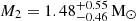 Mathematical equation: $ M_{\mathrm{2}} = 1.48^{+0.55}_{-0.46}\,\mathrm{M}_\odot $