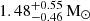 Mathematical equation: $ 1.48^{+0.55}_{-0.46}\,\mathrm{M}_\odot $