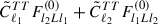 Mathematical equation: $ \tilde{C}_{\ell_1}^{TT}F^{(0)}_{l_2Ll_1} + \tilde{C}_{\ell_2}^{TT}F^{(0)}_{l_1Ll_2} $