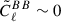 Mathematical equation: $ \tilde{C}_\ell^{BB} \sim 0 $