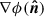 Mathematical equation: $ \nabla \phi (\boldsymbol{\hat{n}}) $