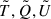 Mathematical equation: $ \tilde{T}, \tilde{Q}, \tilde{U} $
