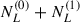 Mathematical equation: $ N_{L}^{(0)}+N_{L}^{(1)} $