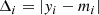 Mathematical equation: $$ \begin{aligned}&\Delta _i = |y_i - m_i| \end{aligned} $$