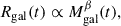 Mathematical equation: $$ \begin{aligned} R_{\rm gal} (t) \propto M^{\beta }_{\rm gal}(t) , \end{aligned} $$