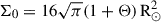 Mathematical equation: $ \Sigma_0 = 16\sqrt{\pi}(1+\Theta)\,\mathrm{R}_\odot^2 $