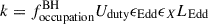 Mathematical equation: $ k=f_{\mathrm{occupation}}^{\mathrm{BH}}U_{\mathrm{duty}} \epsilon_{\mathrm{Edd}} \epsilon_X L_{\mathrm{Edd}} $