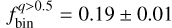 Mathematical equation: $f_{{\rm{bin}}}^{q > 0.5} = 0.19 \pm 0.01$