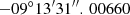 Mathematical equation: $ -09^{\circ }13^{\prime }31^{\prime \prime }.\,00660 $