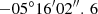Mathematical equation: $ -05^{\circ }16^{\prime }02^{\prime \prime }.\,6 $