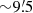 Mathematical equation: $ {\sim}9{{\overset{\prime}{.}}}5 $