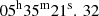 Mathematical equation: $ 05^\mathrm{h}35^\mathrm{m}21^\mathrm{s}.\,32 $