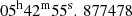 Mathematical equation: $ 05^\mathrm{h}42^\mathrm{m}55^\mathrm{s}.\,877478 $