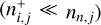 Mathematical equation: $\left( {n_{i,j}^ + \ll {n_{n,j}}} \right)$