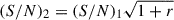 Mathematical equation: $ (S/N)_2=(S/N)_1 \sqrt{1+r} $