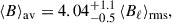 Mathematical equation: $$ \begin{aligned} \langle B \rangle _{\mathrm{av} } = 4.04^{+1.1}_{-0.5} \, \langle B_{\ell }\rangle _{\rm rms}, \end{aligned} $$