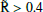 Mathematical equation: $ \rm{\tilde{R}} > 0.4 $