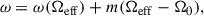 Mathematical equation: $$ \begin{aligned} \omega = \omega (\Omega _{\rm eff}) + m(\Omega _{\rm eff}-\Omega _0), \end{aligned} $$