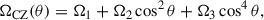 Mathematical equation: $$ \begin{aligned} \Omega _{\rm CZ}(\theta ) = \Omega _1 + \Omega _2 \cos ^2 \theta + \Omega _3 \cos ^4 \theta , \end{aligned} $$