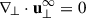 Mathematical equation: $ \nabla_{\perp} \cdot \mathbf{u}_{\perp}^{\infty} = 0 $