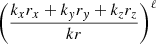 Mathematical equation: $ \bigg(\frac{k_xr_x+k_yr_y+k_zr_z}{kr}\bigg)^{\ell} $