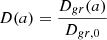 Mathematical equation: $$ \begin{aligned} D(a) = \frac{D_{gr}(a)}{D_{gr,0}} \end{aligned} $$