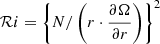 Mathematical equation: $ \mathcal{R}i = \left\{N/\left(r\cdot\frac{\partial\Omega}{\partial r}\right)\right\}^2 $