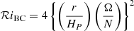 Mathematical equation: $ \mathcal{R}i_{\mathrm{BC}} = 4\left\{\left(\frac{r}{H_P}\right)\left(\frac{\Omega}{N}\right)\right\}^2 $