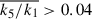 Mathematical equation: $ \overline{k_5/k_1} > 0.04 $