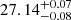 Mathematical equation: $ 27.14^{+0.07}_{-0.08} $