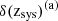 Mathematical equation: $ \rm \delta(z_{sys})^{(a)} $