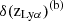 Mathematical equation: $ \rm \delta(z_{\mathrm{Ly}\alpha})^{(b)} $