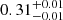 Mathematical equation: $ 0.31^{+0.01}_{-0.01} $