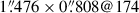 Mathematical equation: $ 1{{\overset{\prime\prime}{.}}}476\times0{{\overset{\prime\prime}{.}}}808@174 $