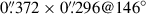 Mathematical equation: $ 0{{\overset{\prime\prime}{.}}}372\times0{{\overset{\prime\prime}{.}}}296@146^{\circ} $